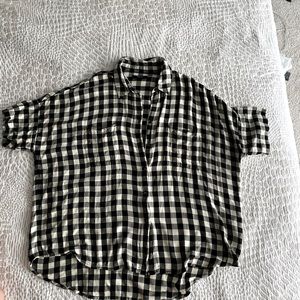 White and black gingham print from Madewell. Size large button up